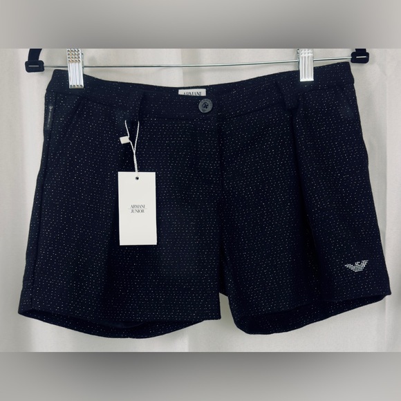 Armani Junior Other - Armani Junior Black Wool Mix Trouser Shorts with Bow on Back Italian 12A. NWT
